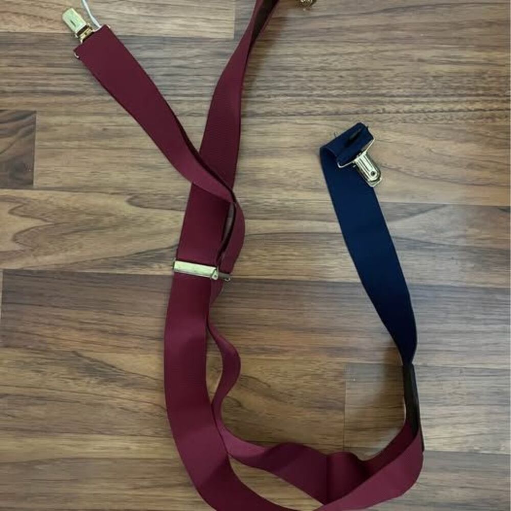 Burgundy and Navy Y-Back Suspenders